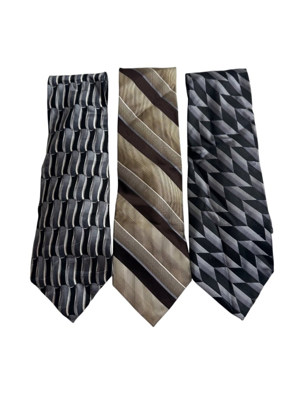 Arrow Lot of 3 Men's Neck Ties 100% Silk Grey Brown Black Office Professional